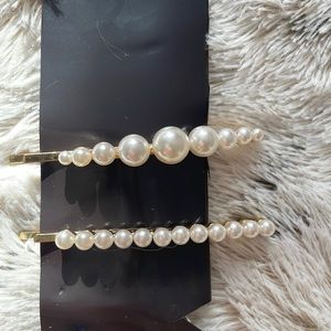 Pearl and golden hairpins hair clip 2-pack beautiful jewelry